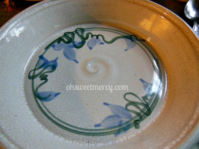 I love pretty and unique baking dishes. They make holiday dinners special. My Aunt Kathy, who gave us this dish, always brings her famous Cranberry Salad in a certain dish, and not seeing it on the table makes me sad!