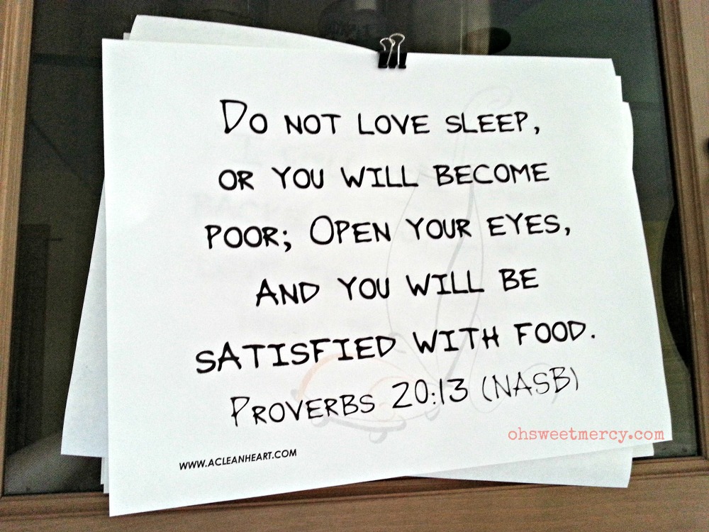 Clean Heart Journal Proverbs 20-13 Don't love sleep