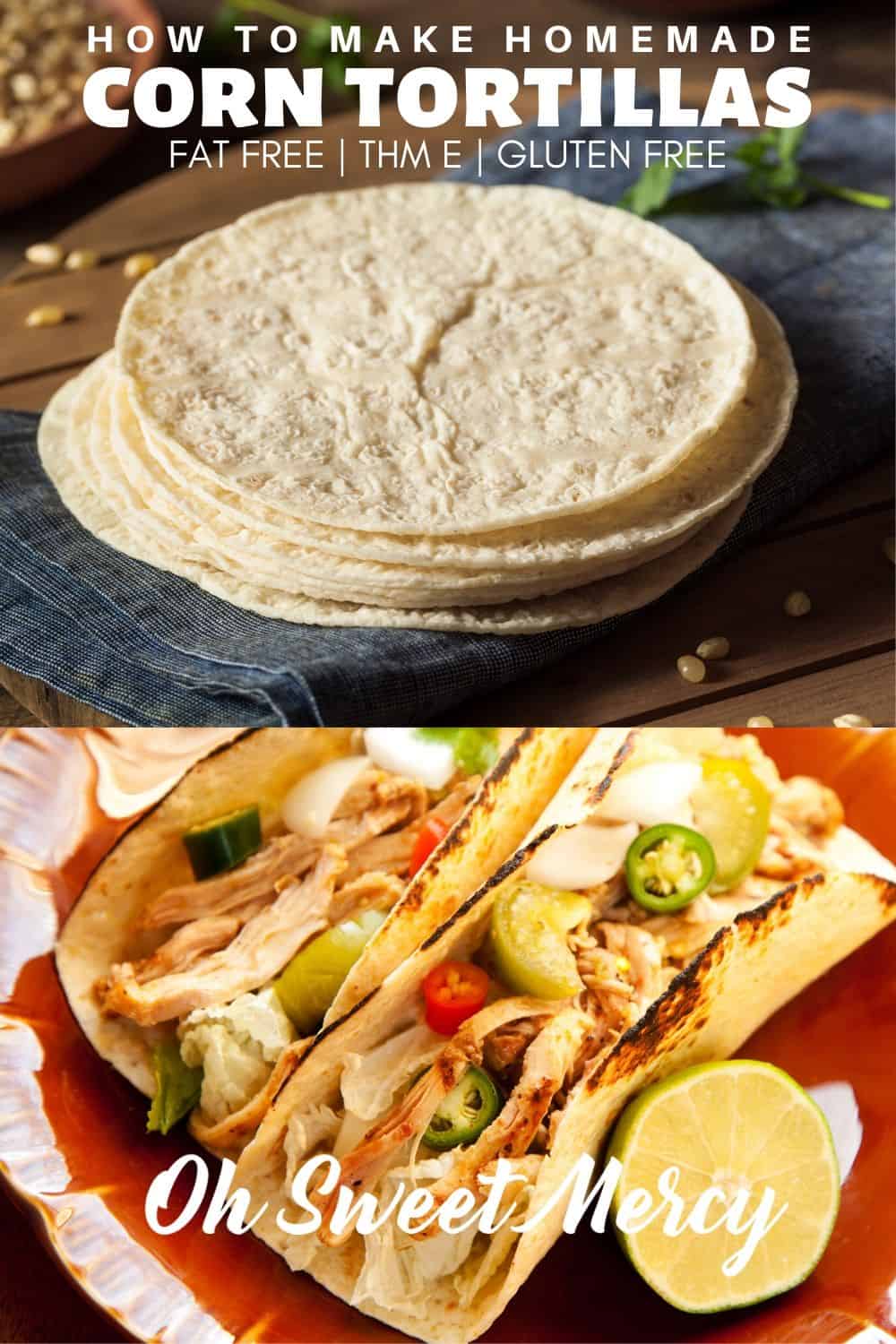 Make easy, 3-ingredient, homemade corn tortillas! Fat free, gluten free, and great for THM E meals. #thm #glutenfree #fatfree #homemade #tortillas