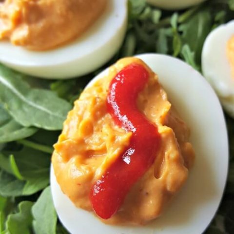 These Sriracha Deviled Eggs will spice up your party plate. Or have them for breakfast, I won't judge!