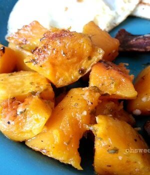 Simple Savory Roasted Butternut Squash is a perfect side dish for your healthy meals. #thm #recipes