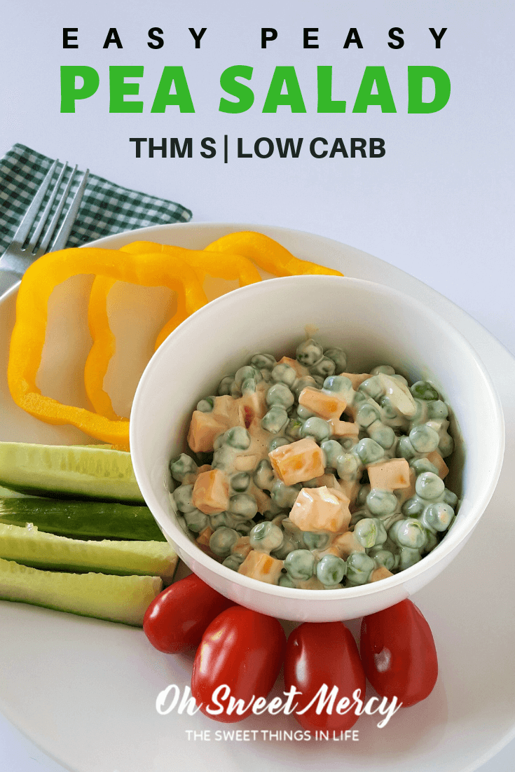 Easy Peasy Pea Salad is a great THM lunch or snack! Low carb and delicious. #thm #lunch #snacks 