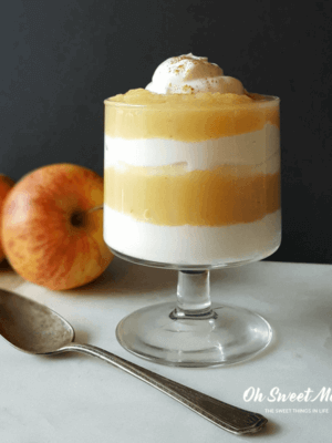 This Caramel Apple Yogurt Parfait makes a perfect THM E snack or dessert. #lowfat #fatfree #healthy #thm #recipes #ohsweetmercy