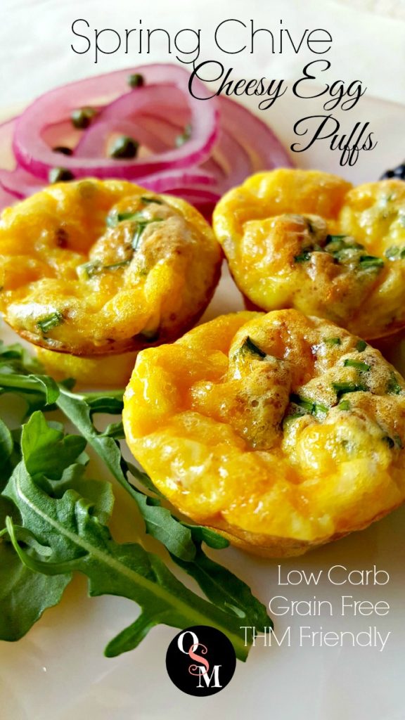 Make these easy Spring Chive Cheesy Egg Puffs for a delightful THM S meal or snack! Oh Sweet Mercy