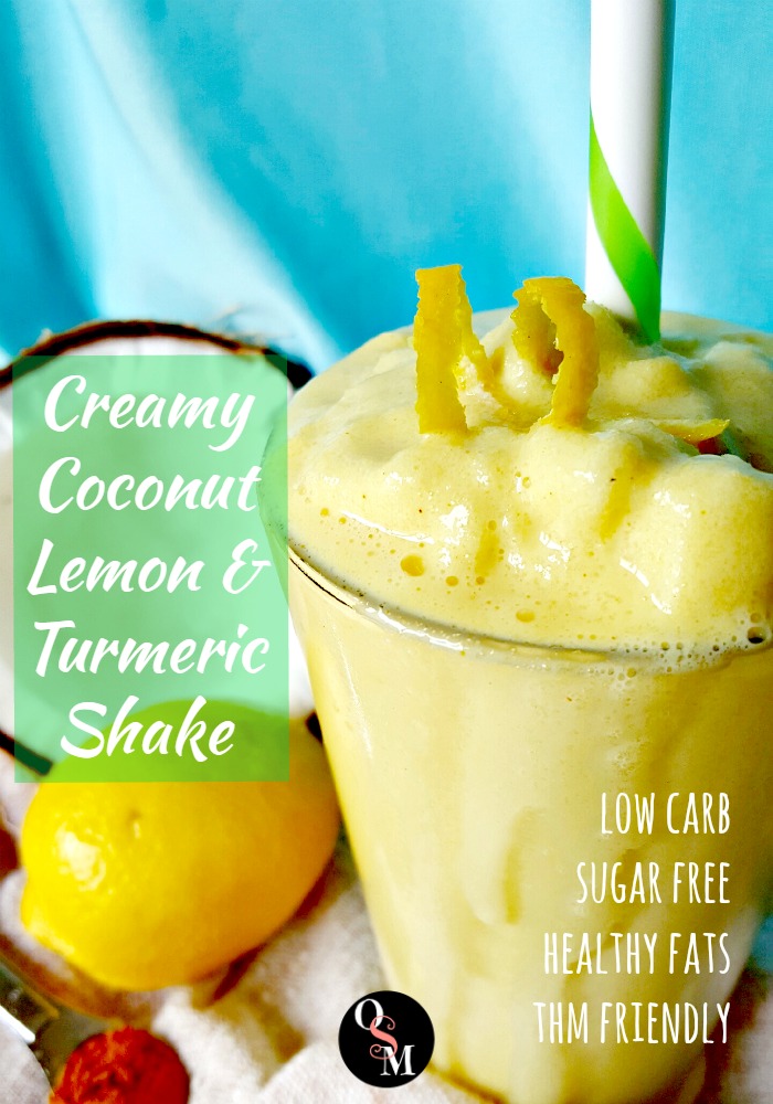 Creamy Coconut, Lemon, and Turmeric Shake | Oh Sweet Mercy #sugarfree #lowcarb #thm #shakes #coconut #turmeric #ohsweetmercy