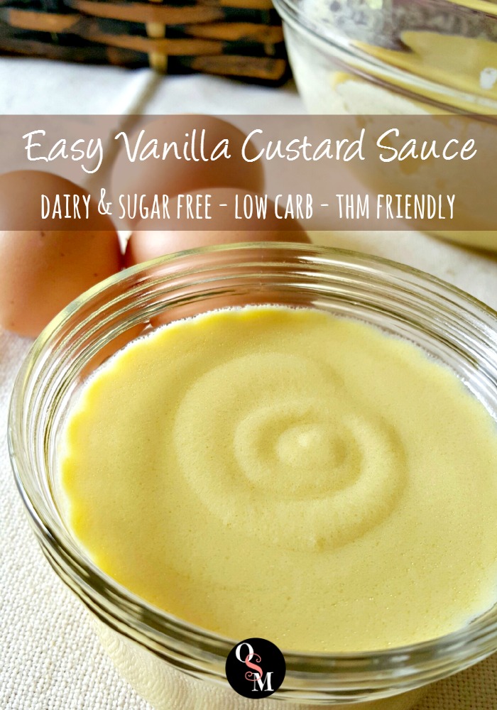 This Easy Vanilla Custard Sauce is #dairyfree and #sugarfree ! Perfect for berries, cakes, and other desserts. #trimhealthymama #thm #recipes
