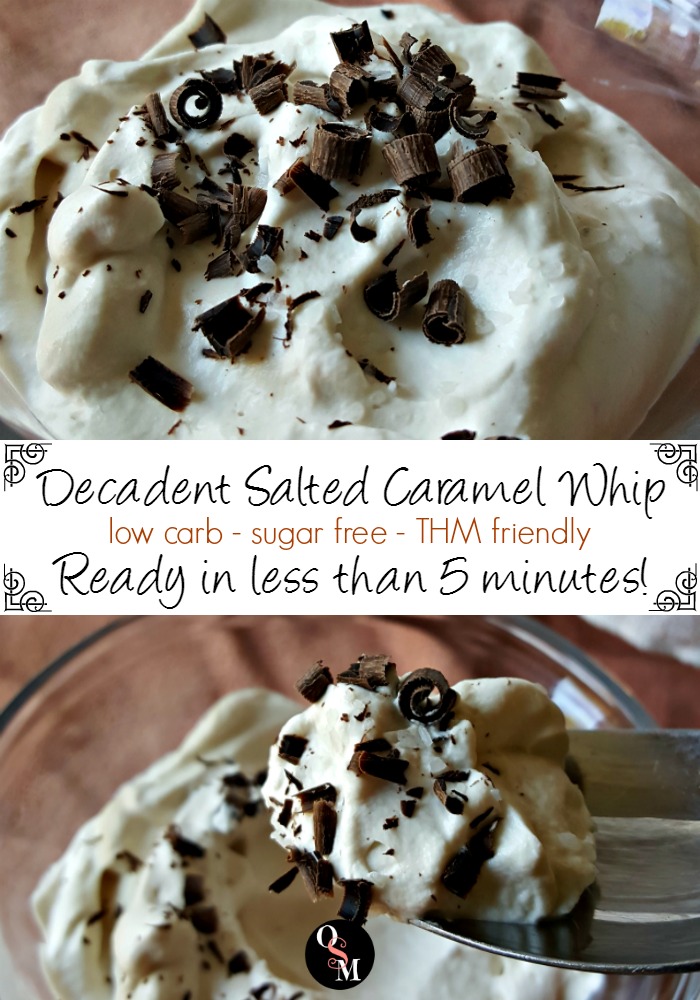 When you need something decadent, this sugar free Decadent Salted Caramel Whip hits the spot! #thm #dessert #recipes 