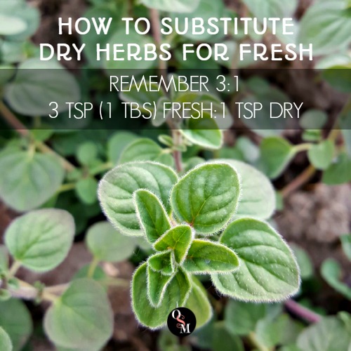 sub dry herbs for fresh