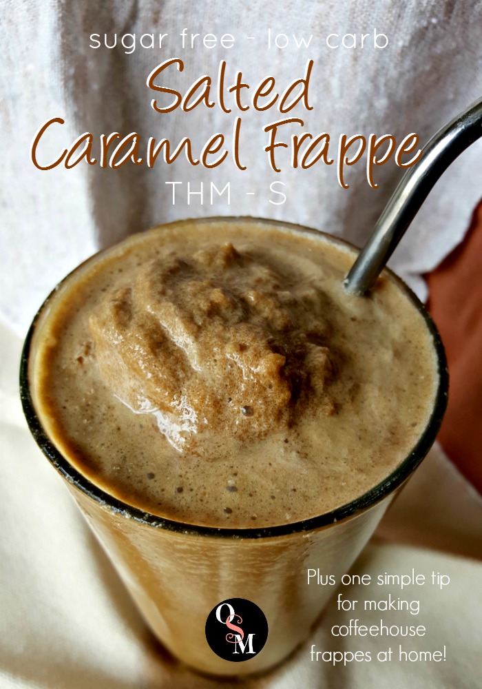 How to Make a Salted Caramel Frappe Like a Coffeehouse Boss! One simple secret to perfect frappes you need to know! #sugarfree #thm #diy #savingmoney #coffeehouse #recipes