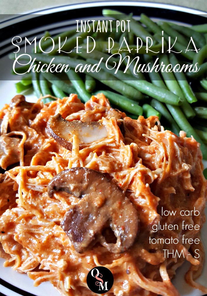 Smoked Paprika Chicken and Mushrooms is an easy Instant Pot recipe your whole family will love. #lowcarb #thm #chicken #instantpot #recipes