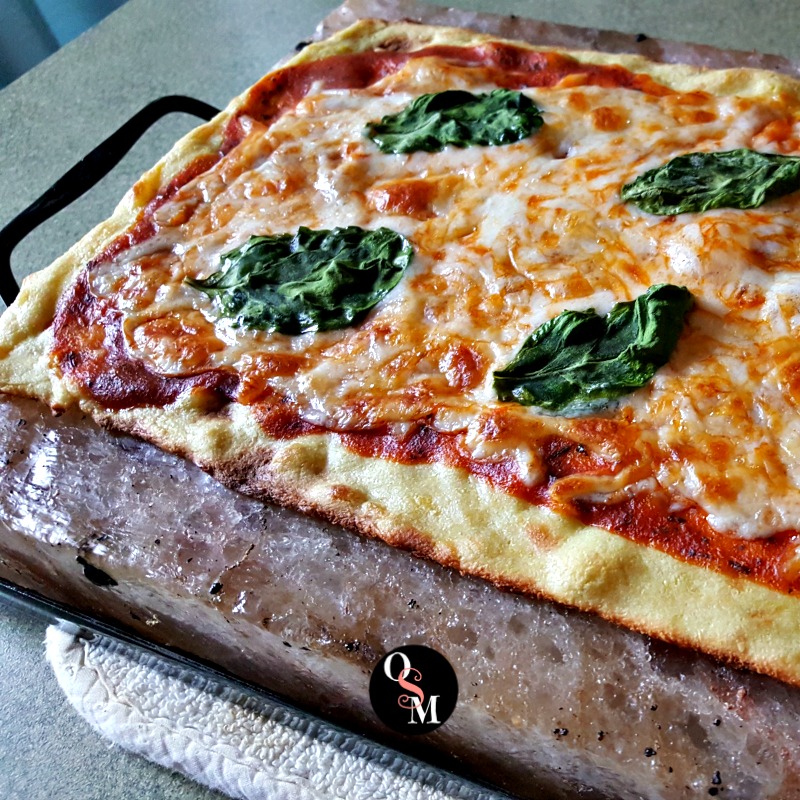 How to make Holy Grail Pizza on a Himalayan Salt Plate. Best lowcarb pizza dough ever! #lowcarb #grainfree #glutenfree #thm