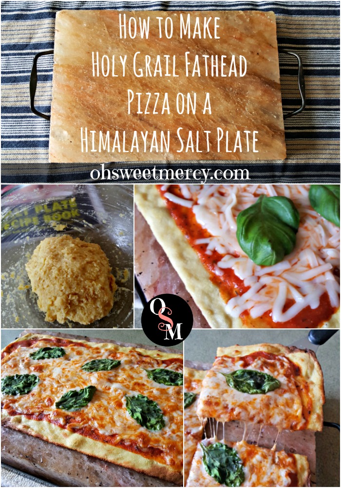 How to make Holy Grail Pizza on a Himalayan Salt Plate. Best lowcarb pizza dough ever! #lowcarb #grainfree #glutenfree #thm