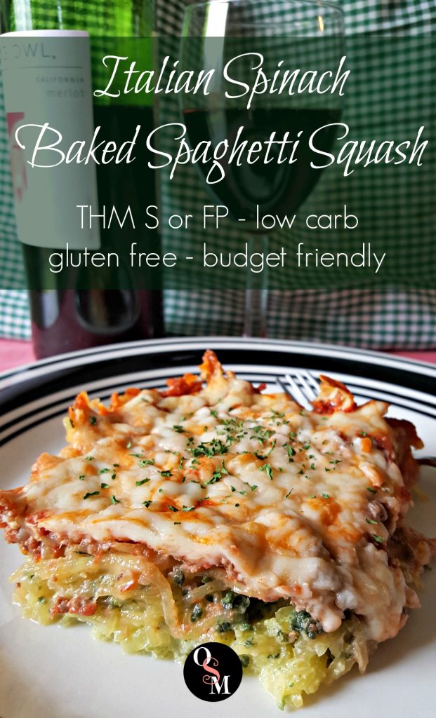 Italian Spinach Baked Spaghetti Squash | Oh Sweet Mercy #lowcarb #thm #spaghettisquash #glutenfree