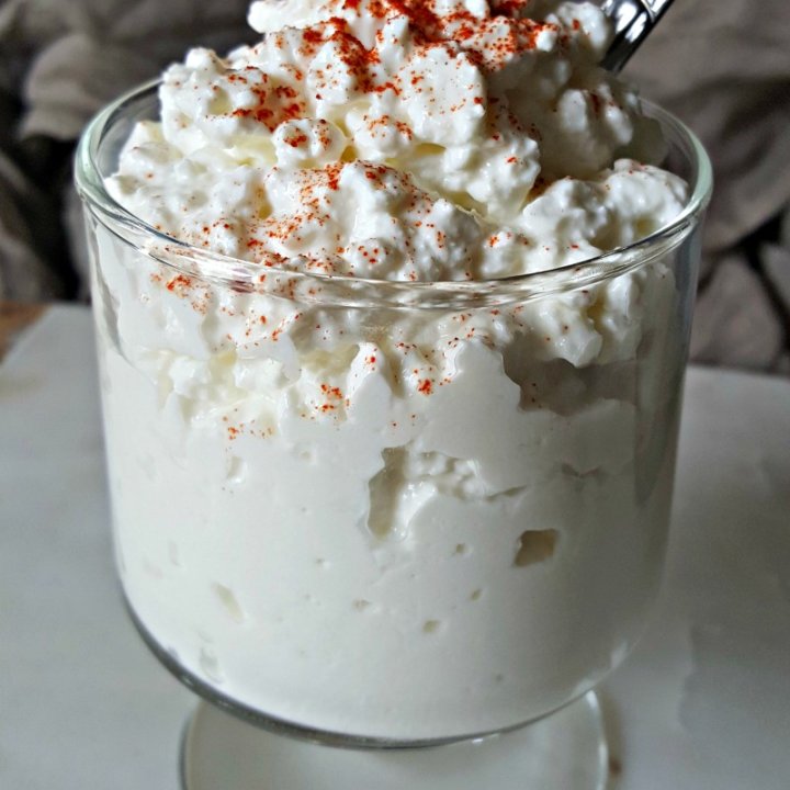 Strawberry Rhubarb Whipped Cottage Cheese THM FP Oh Sweet Mercy