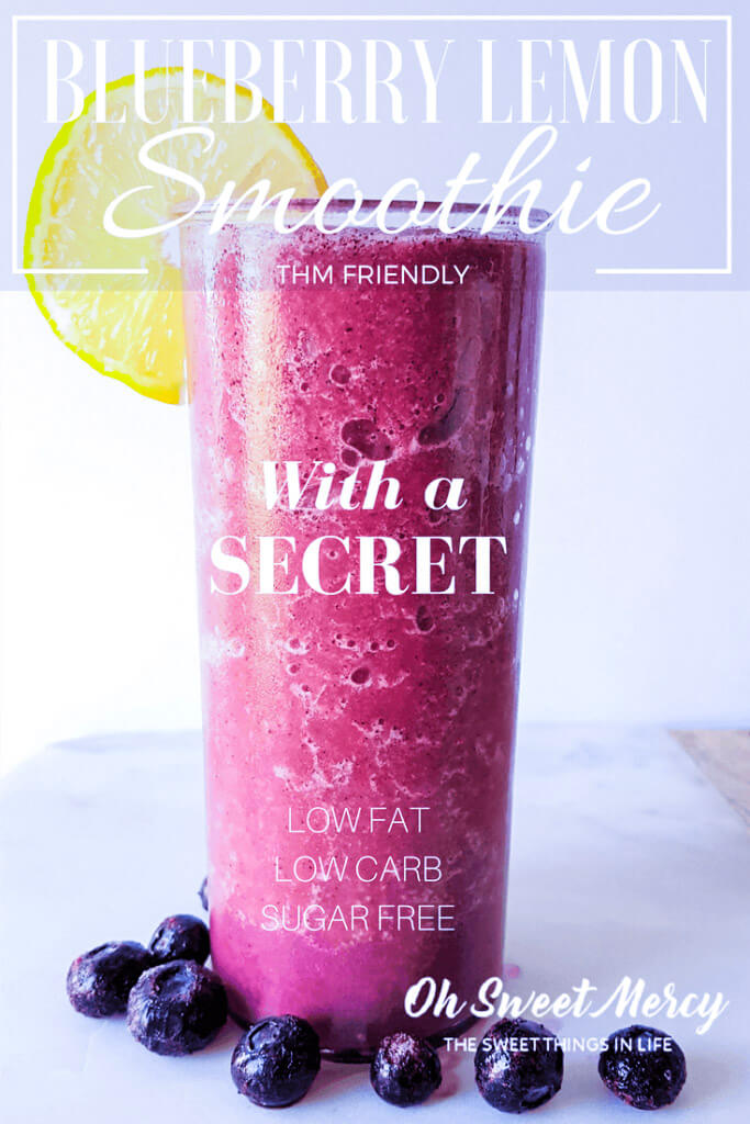 Make this easy, no sugar Blueberry Lemon Smoothie recipe with a secret ingredient to start your mornings the healthy way. Oh Sweet Mercy #thm #fuelpull #smoothie #blueberry