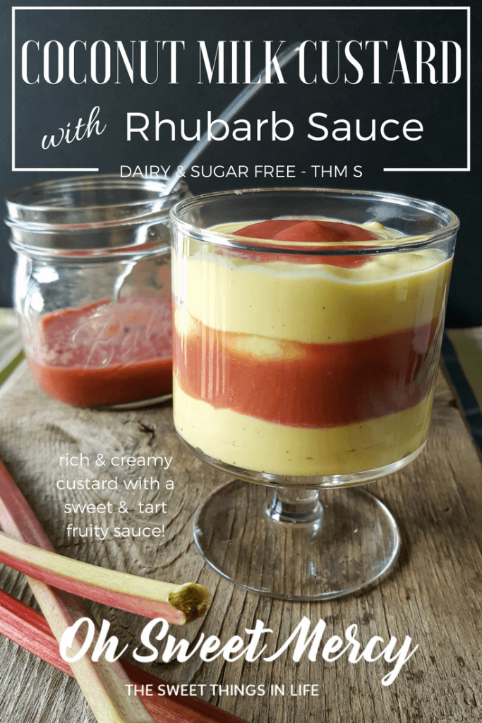  Make this dairy free and sugar free Coconut Milk Custard with Rhubarb Sauce for a low carb, sugar free but decadent treat. Oh Sweet Mercy