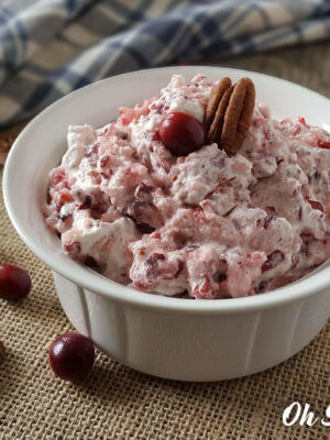 I modified my Aunt Kathy's Cranberry Salad to make it low carb and sugar free to fit the THM plan! Perfect for your holiday feasts. #lowcarb #sugarfree #thm #holidayrecipes #cranberrysalad