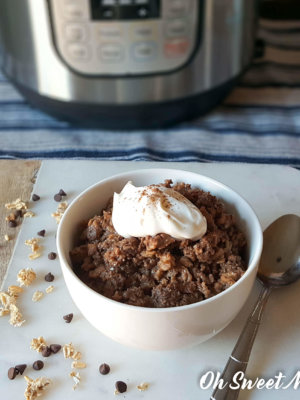 Chocolate Java Instant Pot Oatmeal will help fuel your tank in the morning with nourishing, low fat, healthy carbs! Trim Healthy Mama E friendly recipe.