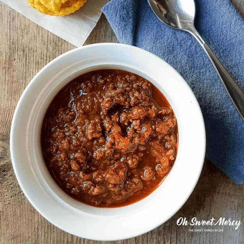 This Quick & Chunky Instant Pot Chili is a fast family favorite in my house. Make it to suit THM S, E, and FP style meals.#easy #instantpot #thm #recipes #frugal #lowfat #lowcarb #chili #ohsweetmercy