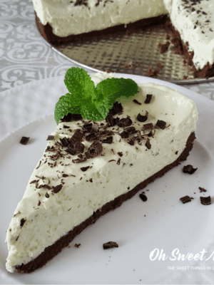 This Low Carb Minty Matcha No Bake Cheesecake uses antioxidant rich matcha tea for natural coloring.