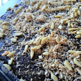 Flourless Chocolate Cake with Coconut Almond Topping | THM S, Grain Free