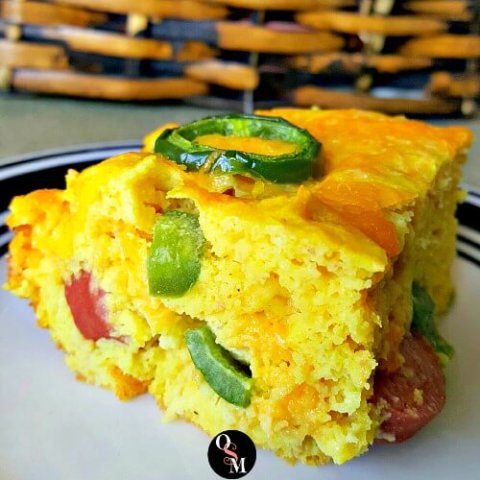 Low Carb Cheddar Jalapeno Corn Dog Bake | THM S, Low Carb