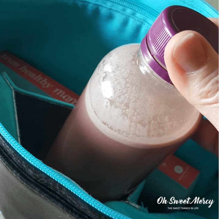 Easy Chocolate Raspberry Protein Drink for quick grab-n-go protein. Be prepared and stay on plan!