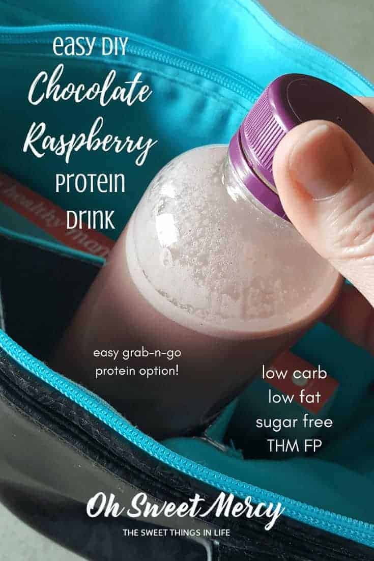 Easy Chocolate Raspberry Protein Drink for quick grab-n-go protein. Be prepared and stay on plan! 