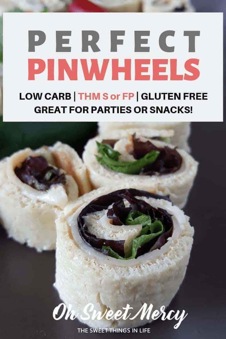 This Perfect Pinwheels recipe can be made for either S or FP styles. Whether you need low carb pinwheels or low carb and low fat pinwheels, they're sure to be a hit at your next party (or snack session). #thm #appetizers #snacks #recipes #lowfat #lowcarb #glutenfree #ohsweetmercy