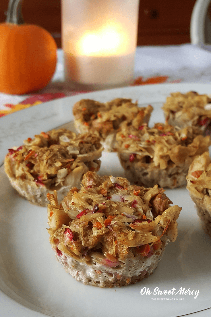 Turkey Stuffing Muffins are perfect for leftover Thanksgiving turkey. They're also low fat and THM E friendly! #turkey #stuffinmuffins  #thanksgiving #leftovers #thm