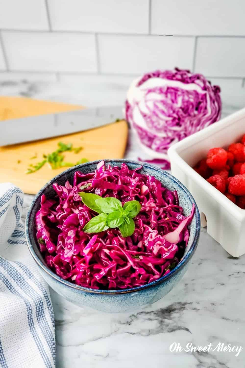 Raspberry Basil Coleslaw | THM S, Keto, Sugar Free - Oh Sweet Mercy
