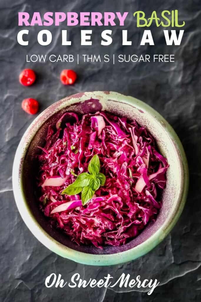 Pinterest Pin image for Raspberry Basil Coleslaw recipe