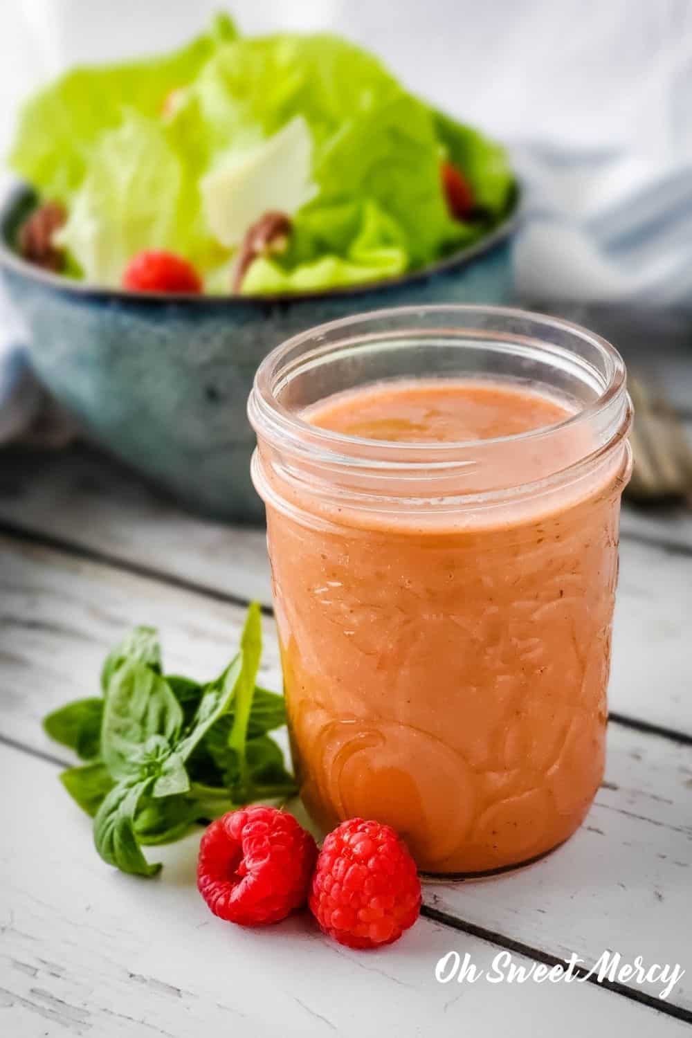 Raspberry Basil Vinaigrette Dressing | THM S, Sugar Free - Oh Sweet Mercy