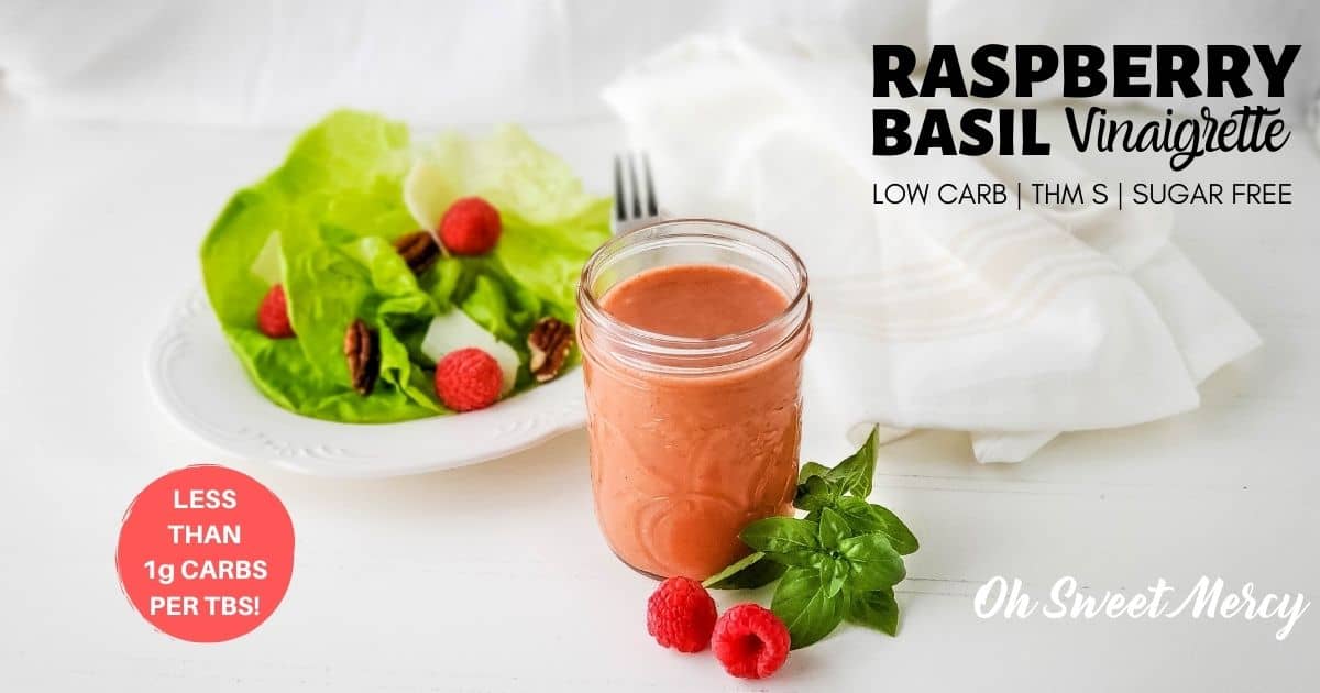 Raspberry Basil Vinaigrette Dressing | THM S, Sugar Free - Oh Sweet Mercy