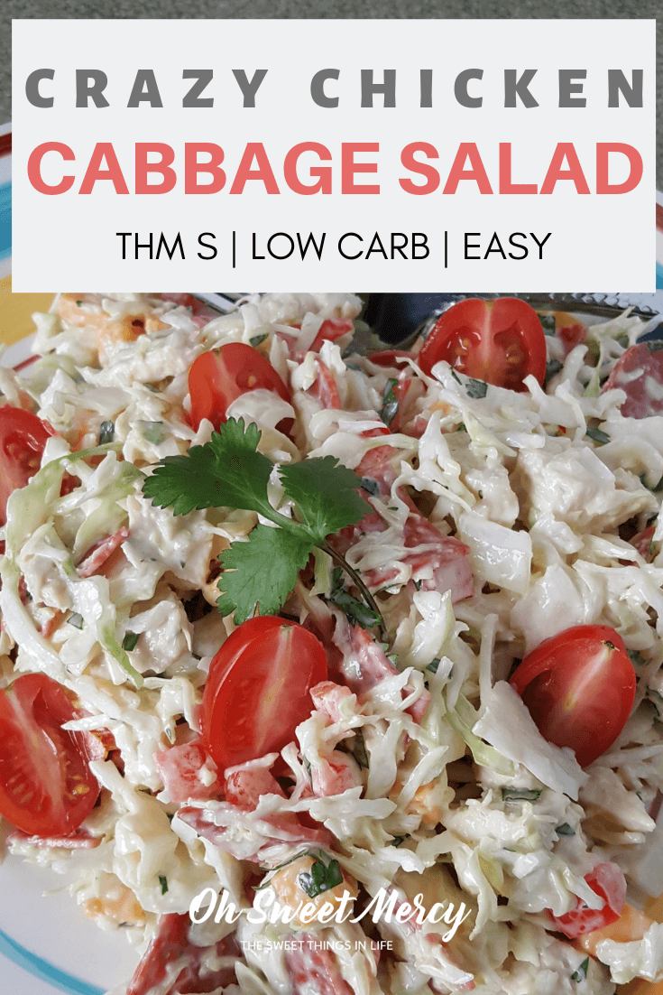 My Crazy Chicken Cabbage Salad is a quick and easy lunch or snack, perfect for low carb THM S meals! Get creative, get crazy, and make it your own! #thm #salads #lowcarb #easy #recipes