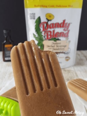 Sugar Free Caramel Latte Popsicles with Dandy Blend are a nourishing THM treat. THM S or FP #thm # sugarfree #lowcarb #popsicles