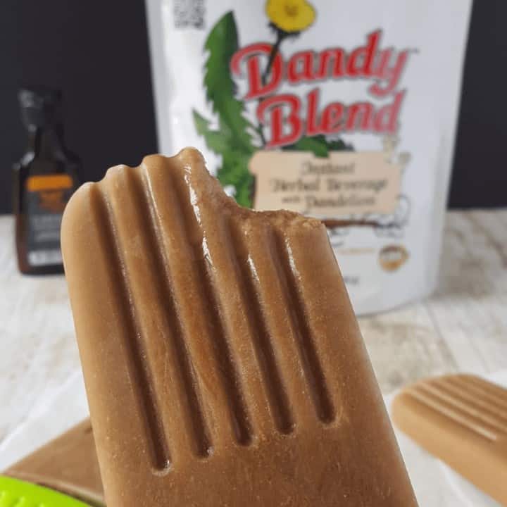 Sugar Free Caramel Latte Popsicles with Dandy Blend are a nourishing THM treat. THM S or FP #thm # sugarfree #lowcarb #popsicles