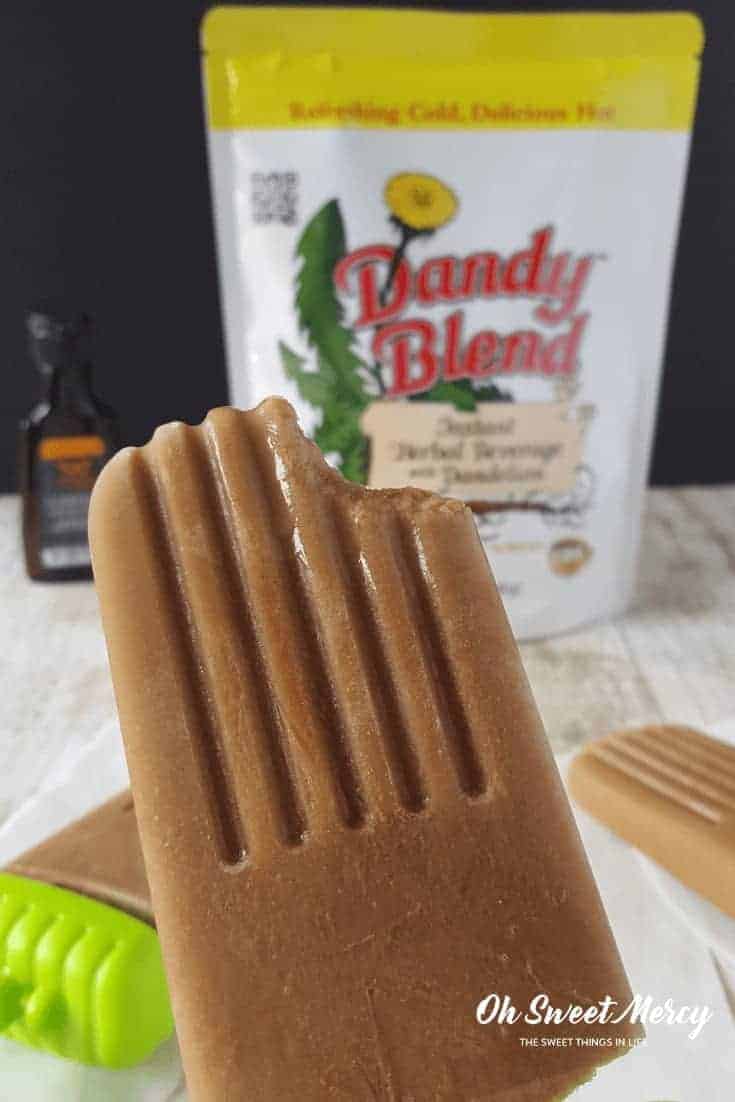 Sugar Free Caramel Latte Popsicles with Dandy Blend are a nourishing THM treat. THM S or FP #thm # sugarfree #lowcarb #popsicles