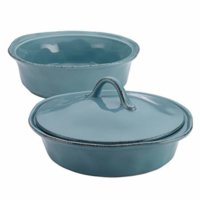 Rachael Ray 58314 Cucina Stoneware Casserole Set, 3-Piece Casserole & Lid, Agave Blue