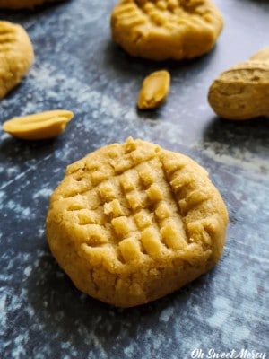 Easy No Bake Peanut Butter Cookies take 10 minutes or less, are low carb, sugar free, and THM friendly! #lowcarb #peanutbutter #cookies #thm