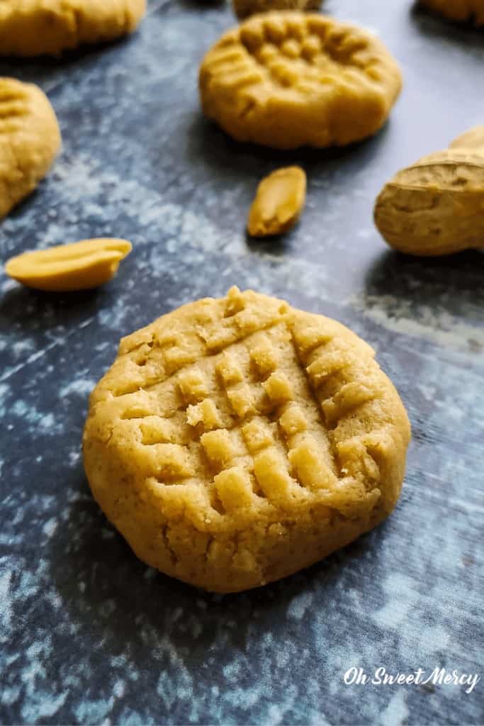 Easy No Bake Peanut Butter Cookies take 10 minutes or less, are low carb, sugar free, and THM friendly! #lowcarb #peanutbutter #cookies #thm