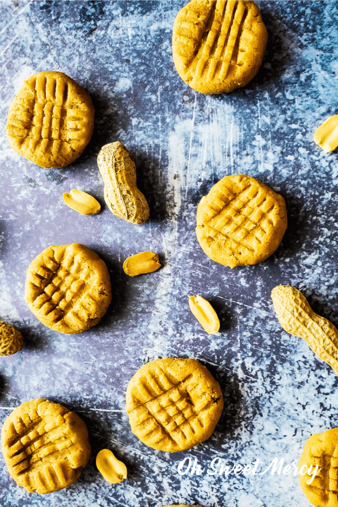 Display of no bake peanut butter cookies