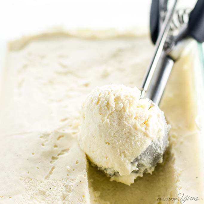 The Best THM Vanilla Ice Cream Recipes (And Toppings) for all your healthy THM ice cream needs. S, E, and FP options! #thm #icecream #recipes #lowcarb #sugarfree