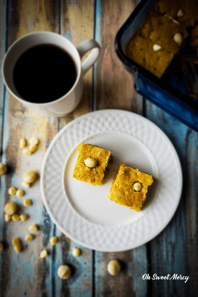 Caramel White Chocolate Macadamia Blondies