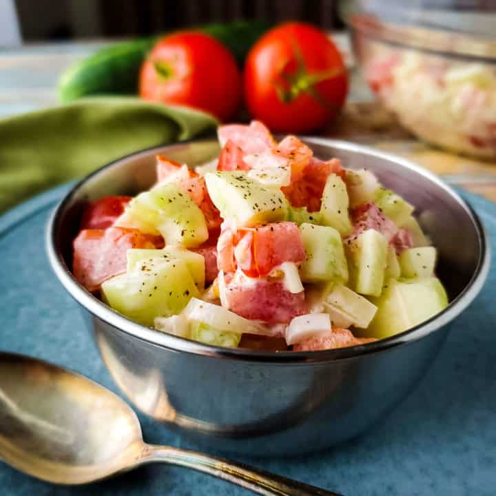 Creamy Cucumber Tomato Salad | THM S, Low Carb