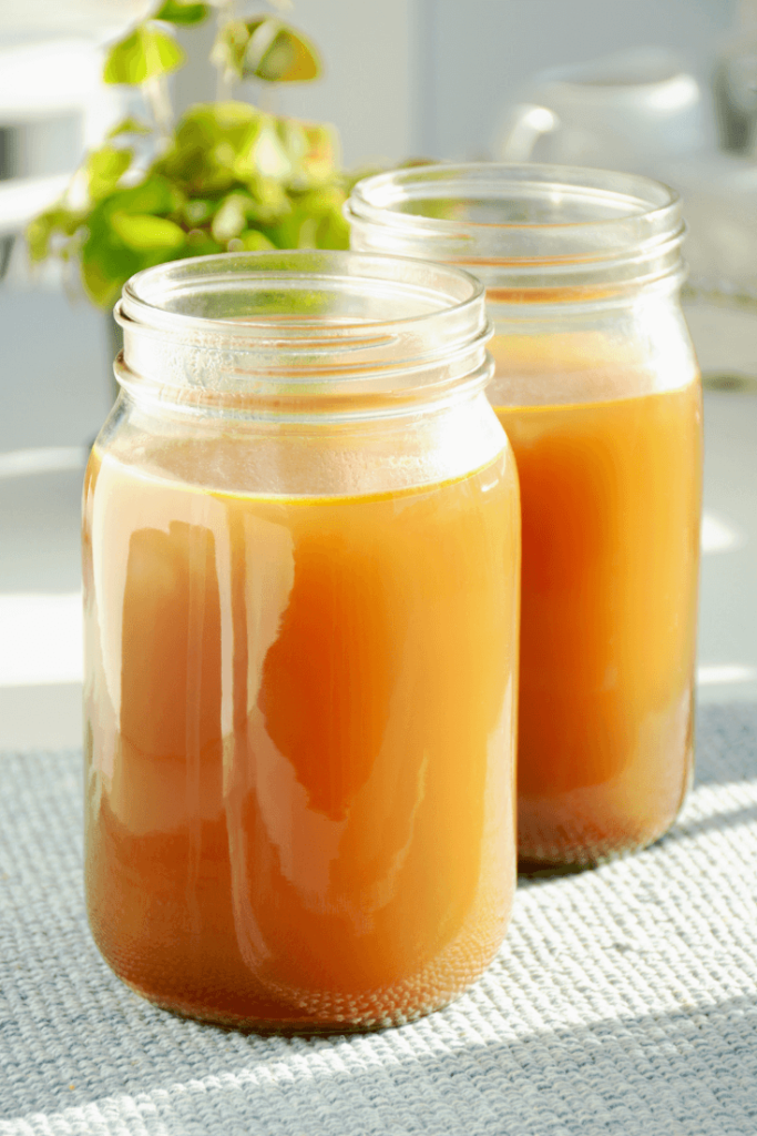 Mason jars of bone broth