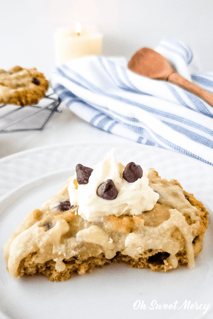 Chocolate Chip Scone with Clotted Cream and Chocolate Chips