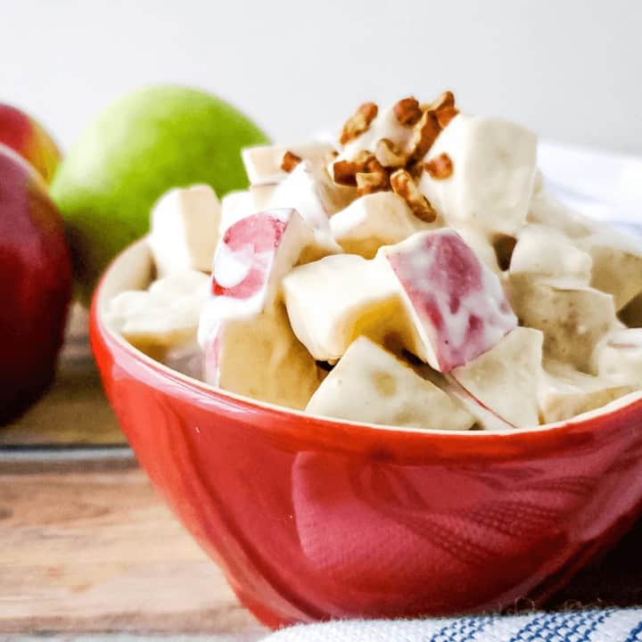 Bowl of Creamy Autumn Apple Salad