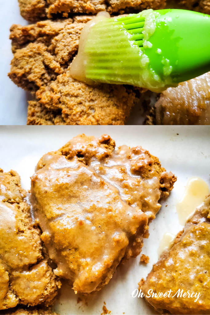 Glazing baked pumpkin scones