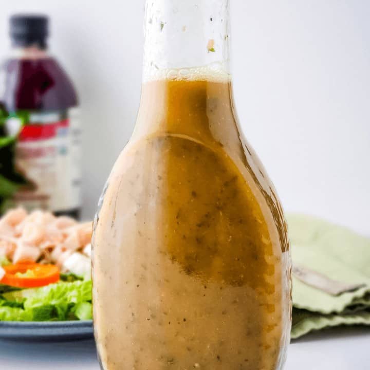 Bottle of pomegranate vinegar salad dressing